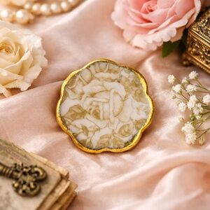 Vintage Royal Albert Pink Rose Brooch/Gold Tone Floral Pin, Valentines 💝